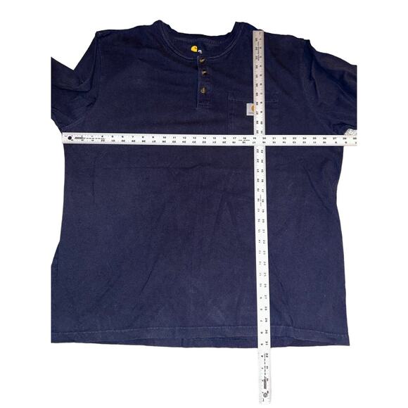 Carhartt Original Fit Button Up Henley Long Sleeve Pocket T-Shirt Men's 2XL Navy - Picture 2 of 6
